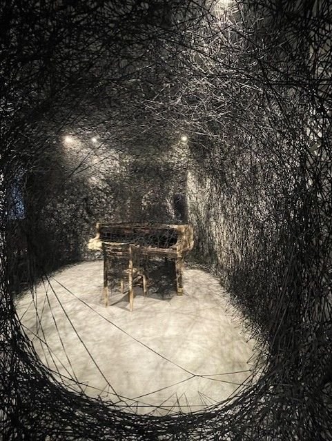 The Soul Trembles, Chiharu Shiota, hanging thread installation